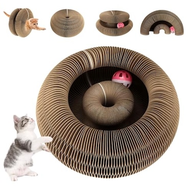 FATIRO Kitty Curls Cat Toy Magic Organ Cat Scratching Board with BellBall Foldable Interactive Marlenes Kitten Curls Cat Scratchers for Indoor Cats