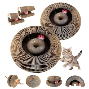 FATIRO Cardboard Cat Toy Flexible Magic Organ Cat Scratcher Foldable Reversible Cat Scratching Board Scratcher Pad Interactive Cardboard Accordion Kitty Toy for Indoor Cats 2Pack