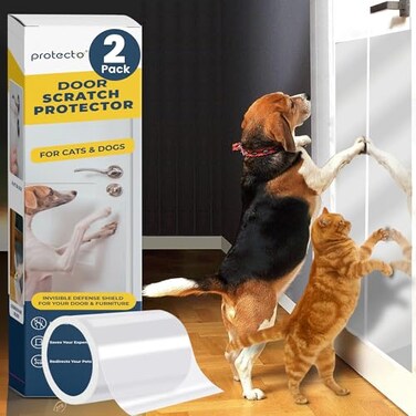 PROTECTO Cat Dog Scratch Door Protector wUtility Knife 2Pack 60x8 Clear Wall Protector for Pet Scratching Sticky and SelfAdhesive Deterrent Vinyl Surface Easy Customization Installation