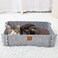 TIGOADT Felt Cat Scratcher Lounge Box with Removable CardboardRectangular Cat Bed with Corrugated Board Pet Scratching Pad for Furniture Protection Training Toy Gray