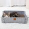 TIGOADT Felt Cat Scratcher Lounge Box with Removable CardboardRectangular Cat Bed with Corrugated Board Pet Scratching Pad for Furniture Protection Training Toy Gray