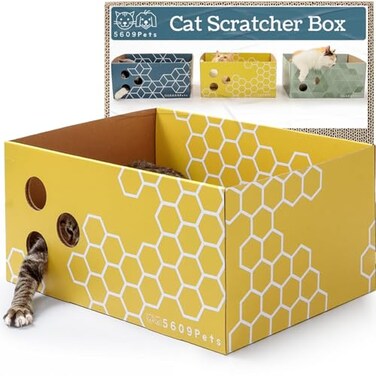 5609PETS Cat Scratching Box Extra Large Refillable DoubleSided Scratch Pad NoMess Cat Scratcher for Indoor Cats
