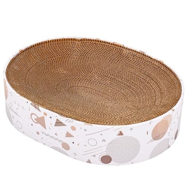 SMARTBEAN Oval Sturdy Cat Scratching Cardboard Pad Breathable Cat Scratch Pad Cat Scratching Cardboard for Indoor Cats Furniture Protecter