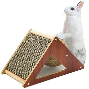 Fhiny Rabbit Scratch Ball Natural Sisal Rope Claws Scratching Corrugated Board for Indoor Kittens Scratch Pawller Rotating Ball Interactive Toys for Bunny Kitten and Other Small Pets