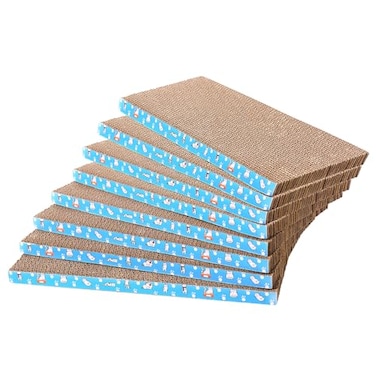 Mankaide 8 Packs in 1 Cat Scratch Pad Cat Scratcher CardboardReversibleDurable Recyclable Cardboard Premium Scratch Suitable for Cats to Rest Grind Claws and Play 08 H8 Packs