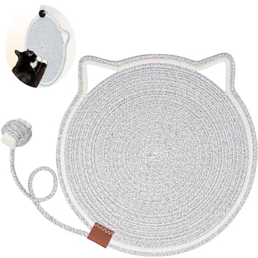 Letalong Cat Scratcher Mat Natural Cotton Rope Cat Scratch Pad 157 Round Horizontal Floor Cat Scratching Pads for Indoor Cats Cat Furniture Protector for Wall Couch Carpets Sofas