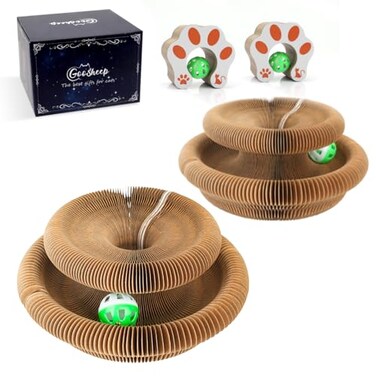 Goosheep 2Pack Kitty Kurlz Magic Organ Cat Scratching Board Kitty Curls Accordion Toy Cats Scratching Post Ball Track Kitten Fun Intelligence Physical Exercise Educational Toy