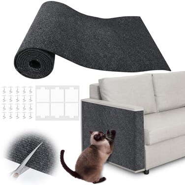 Inchoco Couch Protector from Cat Claws 787 x 158 Trimmable SelfAdhesive Cats Claws Scratch Pads Cat DIY Climbing Cats Scratch Mat Tree Replacement Indoor Dark Gray