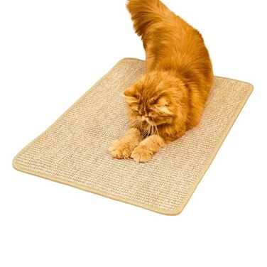 pingping-go pingpinggo Cat Scratch Mat236 X 157 Inch Natural Sisal Cat Scratching Mat with Jute BorderProtect Sofas CarpetsFloor and cat PawsBeige1Pack