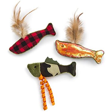 SmartyKat 3 Count Fish Friends Crinkle Catnip Cat Toys Multi Color 3 Count