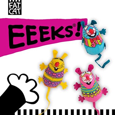 Doskocil Bamboo Pet CAM650384 Fat Cat Kitty Hoots Eeeks Chic Catnip Toy Multicolor