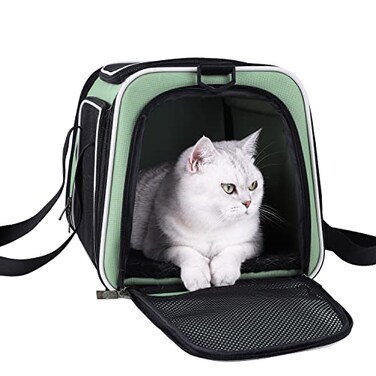 petisfam Top Load Cat Carrier for Medium Cats and Small Dogs with Washable Cozy Bed 3 Doors and Shoulder Strap Easy to get cat in Easy Storage Lightweight Airline Approved