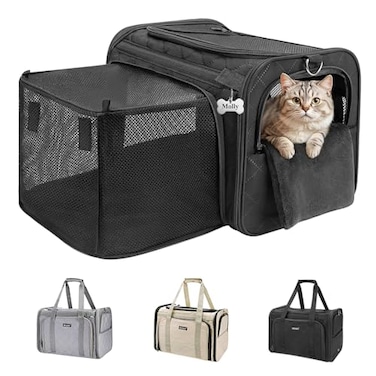 MIDOG Cat Carrier Soft for Small to MediumSized CatsUp to 15 LbsTSA Airline Approved Soft Sided Pet CarrierCollapsible Travel Cat BagBlack