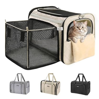 MIDOG Cat Carrier Soft for Small to MediumSized CatsUp to 15 Lbs TSA Airline Approved Soft Sided Pet CarrierCollapsible Travel Cat BagBeige