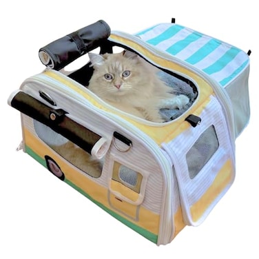 Kittyrama SoftSided Airline Approved Cat Carrier with Expandable Hideaway EscapeProof SBS SelfLocking Zippers 22 lb Capacity Vet Approved Top Side Entry 171111 in
