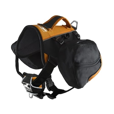 Kurgo Big Baxter Dog Backpack Dog Saddlebag Dog Pack Adjustable Saddlebag for Hiking Walking Running Camping BlackOrange