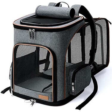 Lekereise Pet Carrier Backpack Expandable Cat Backpack for Medium Dogs and Large Cats 2025 Lbs14L 125 W 1614 H Grey