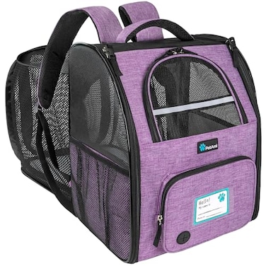 PetAmi Expandable Dog Backpack Carrier for Cats Pets Breathable Cat Carrier Backpack with Top Window MultiEntry Ventilated Foldable Travel Carrier for Small Medium Pets up to 18 lbs Purple
