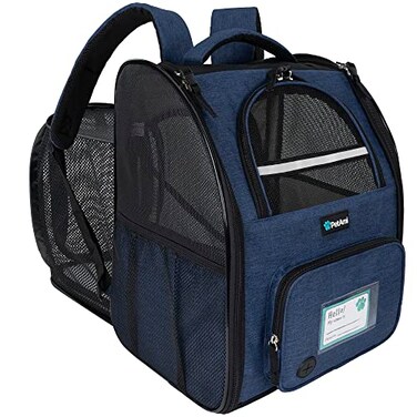 PetAmi Expandable Dog Backpack Carrier for Cats Pets Breathable Cat Carrier Backpack with Top Window MultiEntry Ventilated Foldable Travel Carrier for Small Medium Pets up to 18 lbs Navy