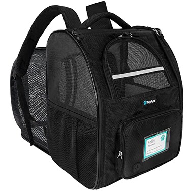 PetAmi Expandable Dog Backpack Carrier for Cats Pets Breathable Cat Carrier Backpack with Top Window MultiEntry Ventilated Foldable Travel Carrier for Small Medium Pets up to 18 lbs Black
