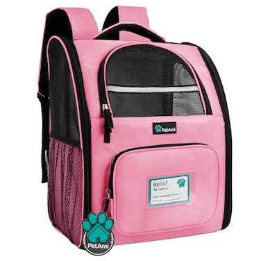 PetAmi Dog Backpack Carrier for Small Medium Dogs Large Cats up to 18 lbs 2 Side Entry Structured NoCollapse Frame Airline Approved Ventilated Pet Backpack for Hiking Camping Travel Vet Pink