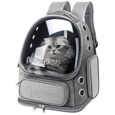 YUNLINLI Cat Backpack Carrier Breathable Cat Bubble Backpack Large Space Cat Carrier Backpack for Kitty Small Dog Foldable Airline Approved Cats Backpack Transparent Pet Travel Backpack Up to 20 lbs G