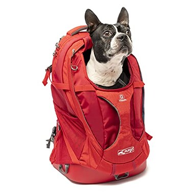 Kurgo GTrain Dog Carrier Backpack Comfortable Travel Bag for Pets Up to 25 lbs Waterproof Bottom MultiCompartment Pack Dog Hiking Gear Rugged Adventure Backpack Red