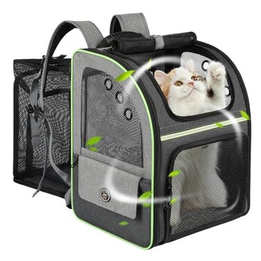 worfty Cat Carrier Backpack Large Cat Backpack Carrier Soft Expandable Airline Approved Cat Carrier for Small Dogs Puppies Medium Cats Suitable for HikingCamping