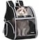 FERMAO Cat Backpack Carrier for Small Dogs and Medium cat Puppy Kitten Bunny Pet Carrier Backpack Collapsible with Fully Ventilated Mesh with Safety Leash Black 129 L x 1062 W x 155 H M