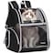 FERMAO Cat Backpack Carrier for Small Dogs and Medium cat Puppy Kitten Bunny Pet Carrier Backpack Collapsible with Fully Ventilated Mesh with Safety Leash Black 129 L x 1062 W x 155 H M