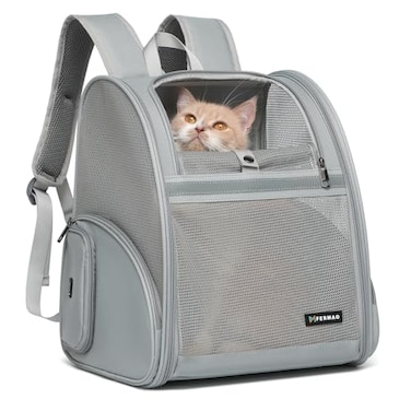 FERMAO Cat Backpack Carrier for Small Dogs and Medium cat Puppy Kitten Bunny Pet Carrier Backpack Collapsible with Fully Ventilated Mesh with Safety Leash Gray 129 L x 1062 W x 155 H M