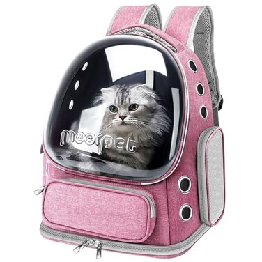 YUNLINLI Cat Backpack Carrier Breathable Cat Bubble Backpack Large Space Cat Carrier Backpack for Kitty Small Dog Foldable Airline Approved Cat Backpack Transparent Pet Travel Backpack Up to 20 lbs Pi