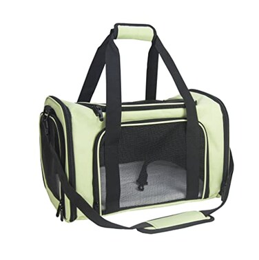 NextFri Soft Sided Carrier for Small Medium Cats Dogs Removable Pad Collapsible Travel Pet Carrier Large Green
