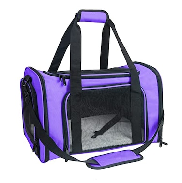 NextFri Soft Sided Carrier for Small Medium Cats DogsRemovable Pad Collapsible Travel Pet Carrier Large Purple