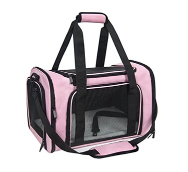 NextFri Soft Sided Carrier for Small Medium Cats DogsTSA Airline Approved Collapsible Travel Pet Carrier Medium Pink