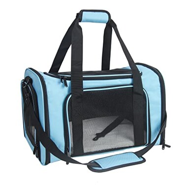 NextFri Soft Sided Carrier for Small Medium Cats DogsTSA Airline Approved Collapsible Travel Pet Carrier Medium Blue