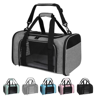 Yipincover Carriers SoftSided Pet Carrier Case for Small Medium Cats Dogs Puppy Under 15 lbsAirline Approved Cat Carrier with 4 Ventilated Windows MediumGreyBlack