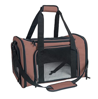 NextFri Soft Sided Carrier for Small Medium Cats DogsTSA Airline Approved Collapsible Travel Pet Carrier Medium Brown