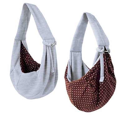iPrimio DogCat Hands Free Reversible Sling Carrier Bag Papoose Super Soft Pouch and Tote Grey