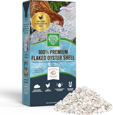 Small Pet Select 100 Flaked Oyster Shell 5 lb Pacific Pearl for Chickens and Ducks Egg Layer Calcium Supplement 5lb