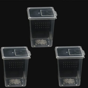 FKUMLUN 3 Pcs Acrylic Transparent Insect Reptile Spider Terrariums Breeding Box Hatching ContainerPortable Small Reptile Animal Habitat CagePlastic Transport ContainerBig Size