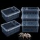 DQITJ 5 Pcs Spider Small Terrariums Breeding Box Transparent Hatching Container Plastic Feeding Box for Small Reptile Spider Scorpion Centipede Insect