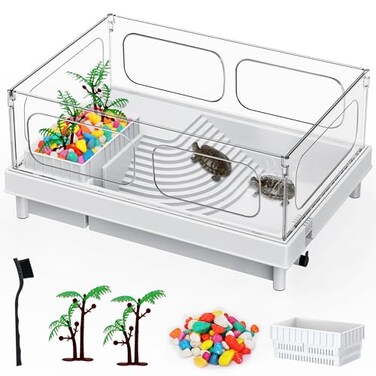 Geegoods Turtle Tank Starter Aquarium with Brush Easy to Install Clean for Turtles Crabs Small Reptiles