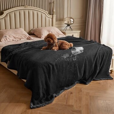 Kritter Planet 80x60 Queen Size Waterproof Dog Blanket Reversible Leakproof Furniture Protector for Couch Bed Washable Stain Pee Proof Pad Soft NonCrinkle Pet Cover