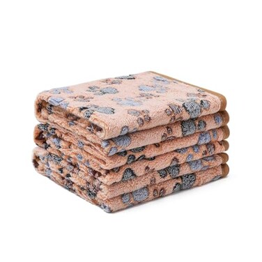 Luciphia 1 Pack 3 Blankets Super Soft Fluffy Premium Fleece Pet Blanket Flannel Throw for Dog Puppy Cat Paw BrownPinkWhite Medium30x20 inch