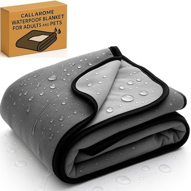 Callarome Waterproof Pet Blanket 80x90 Silent NoCrinkle Design with Soft Fleece for Bed Protection Leakproof Dog Blanket for Couch Reversible Grey