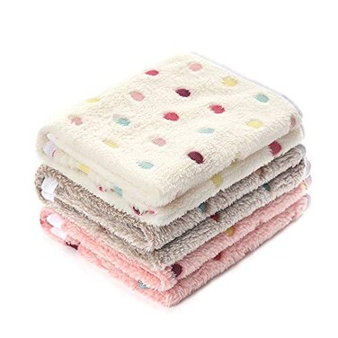 Luciphia 1 Pack 3 Blankets Super Soft Cute Dot Pattern Pet Blanket Flannel Throw for Dog Puppy Cat BeigeBrownPink Medium