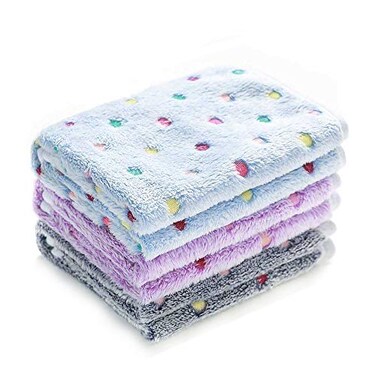 Luciphia 1 Pack 3 Blankets Super Soft Cute Dot Pattern Pet Blanket Flannel Throw for Dog Puppy Cat BluePurpleGrey Small
