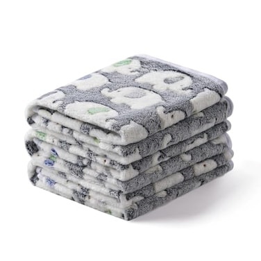 Luciphia 1 Pack 3 Blankets Super Soft Fluffy Premium Cute Elephant Pattern Pet Blanket Flannel Throw for Dog Puppy Cat Dark Grey Medium30x20 inch