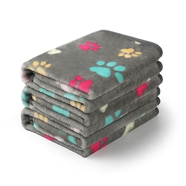 Luciphia 1 Pack 3 Blankets Fluffy Premium Fleece Pet Blanket Flannel Paw Bone Printed Throw for Dog CatSmall 23x16 Grey
